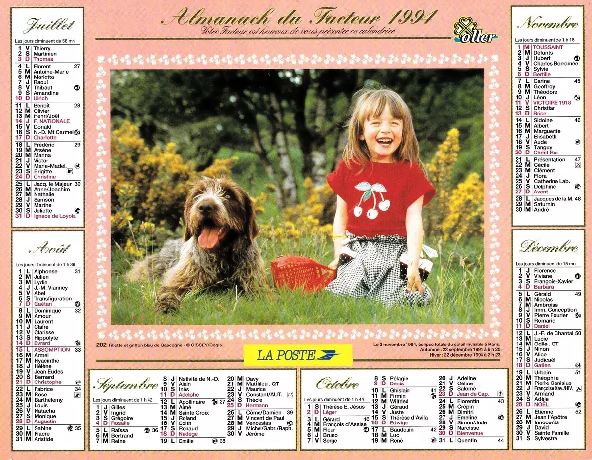 Calendrier 2025 La Poste 