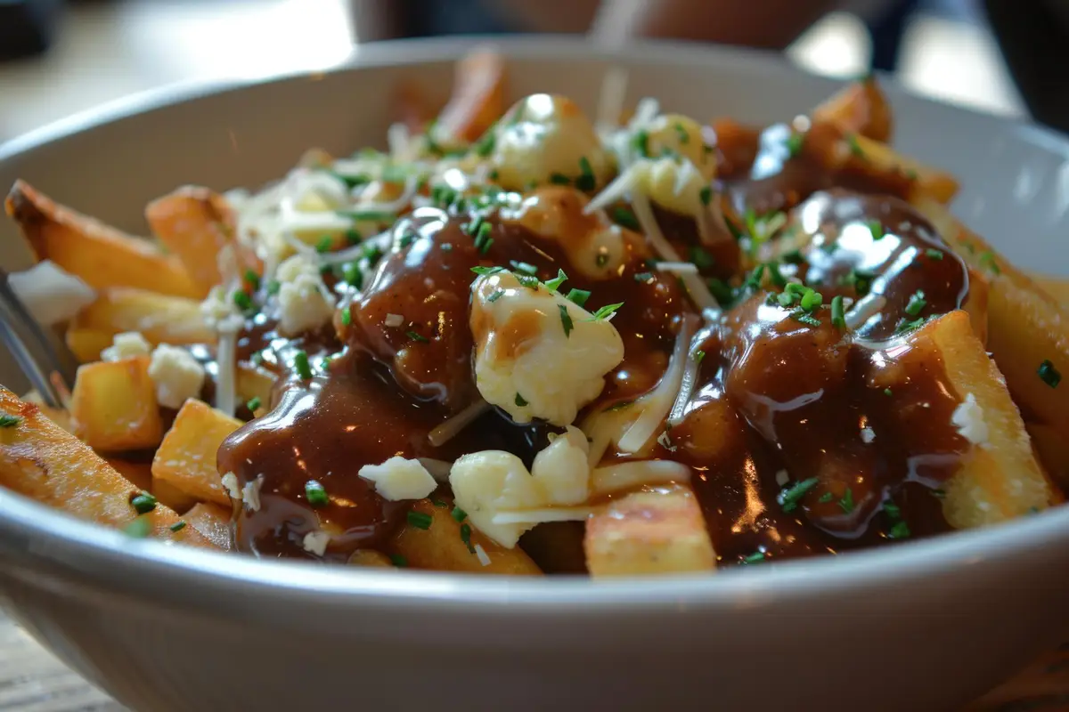 poutine québécoise, frites fromage sauce